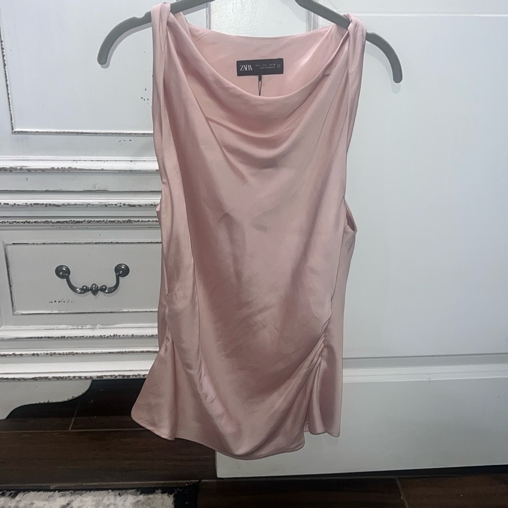 Zara satin blouse with ruched sides size L